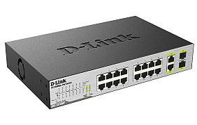 D-Link DES-1018MP/A1A, 16 Ports 10/100 Mbps PoE + 2 10/100/1000BASE-T/SFP Combo Ports Unmanaged Switch