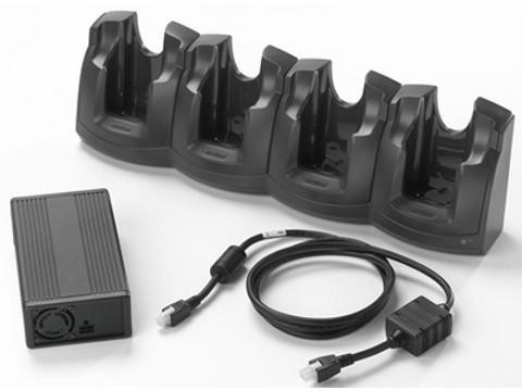 Zebra MC30/MC31/MC32 4 Slot Charge Only Cradle Kit INTL. Kit includes: 4 Slot Charge Cradle CHS3000-4001CR, corresponding Power Supply and DC Line Cord.