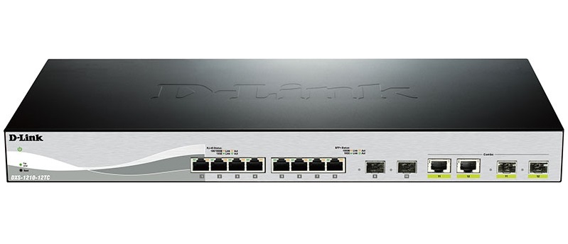 D-Link DXS-1210-12TC, 10 Gigabit Ethernet Smart Switch with 8-port 10GBASE-T + 2-port SFP + 2-port 10GBASE-T/SFP