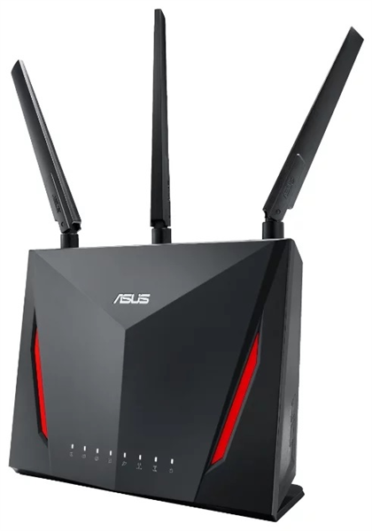 ASUS RT-AC86U Gamer // роутер 802.11b/g/n/ac, до 750 + 2167Мбит/c, 2,4 + 5 гГц, 3 антенны + 1 внутренняя, USB, GBT LAN ; 90IG0401-BN3000