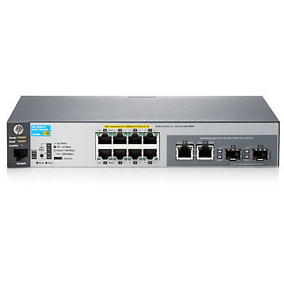 Aruba 2530 8 PoE+ Switch (8 x 10/100 + 2 x SFP or 10/100/1000, Managed, L2, virtual stacking, PoE+ 67W, 19")