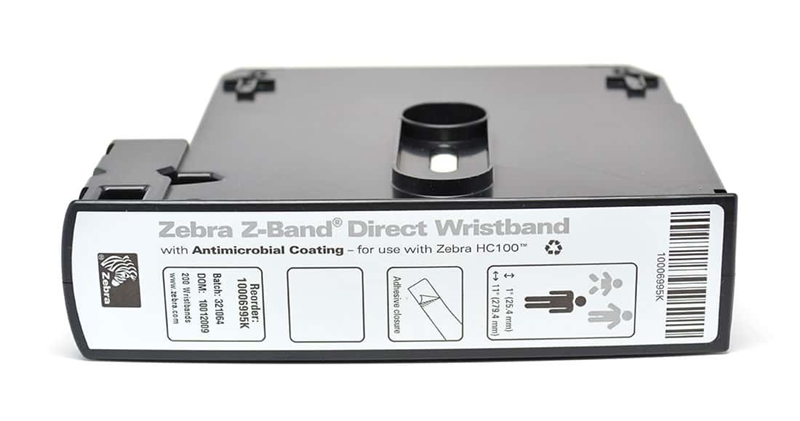 Zebra Wristband, Polypropylene, 25.4x279.4mm; DT, Z-Band Direct, Adhesive closure, Cartridge, 200/roll, 6/box